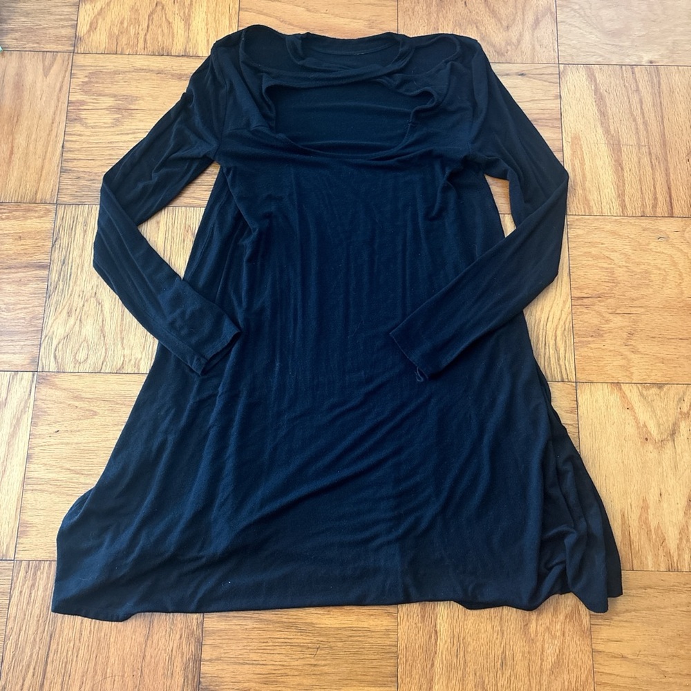 SO Black Long Sleeve Cowl Neck Sundress